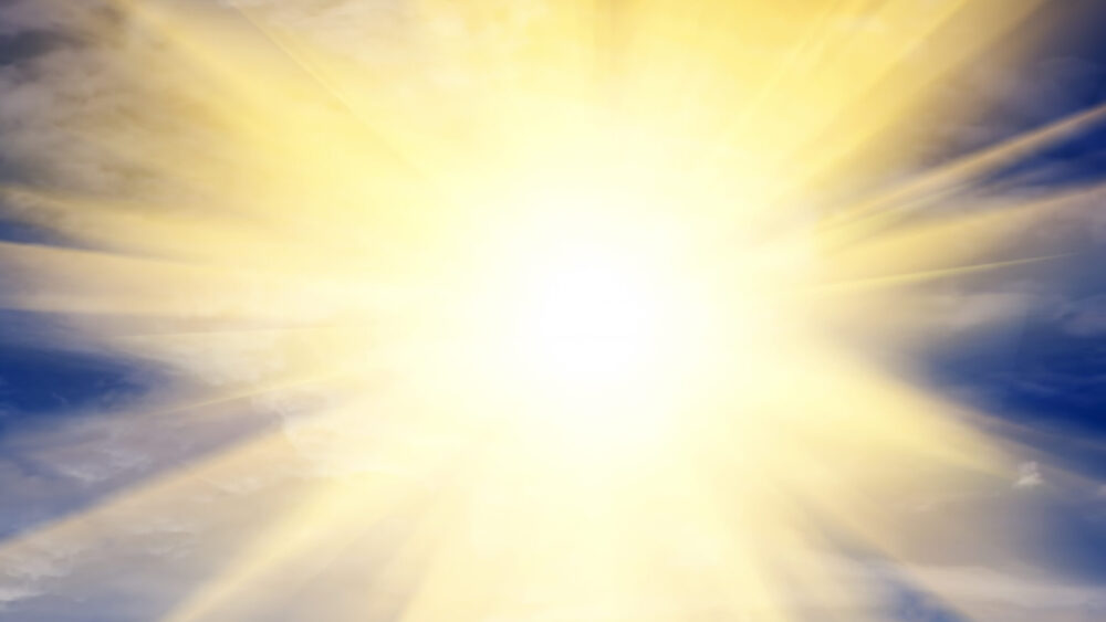 Explosion of light towards heaven, sun. Religion, God, providence.